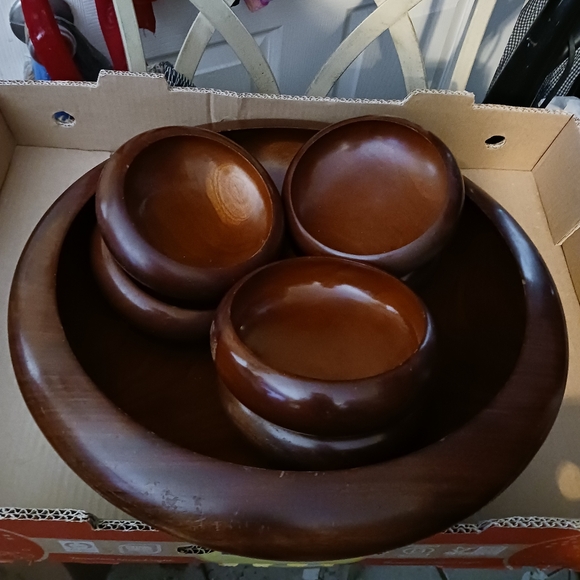 🍜🍲 7 RUSTIC WOOD SALAD BOWLS 🍜🍲A FANTASTIC "VINTAGE" GIFT.🎁 - Picture 7 of 8